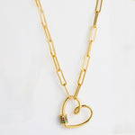 Collana Con Pendente Cuore D'amore Con Micro Zirconi Colorati Intarsiati