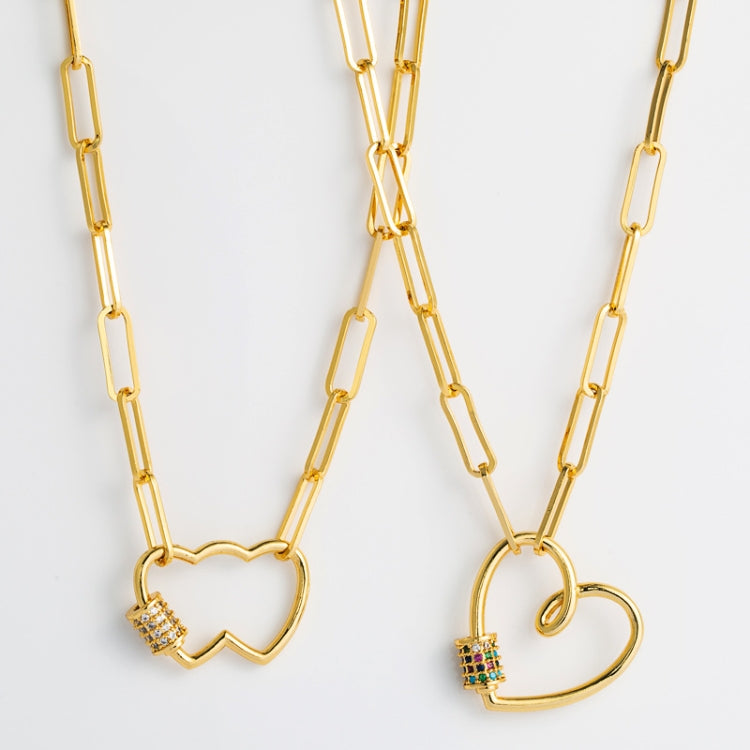 Collana Con Pendente Cuore D'amore Con Micro Zirconi Colorati Intarsiati