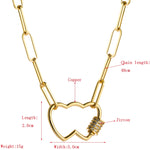 Collana Con Pendente Cuore D'amore Con Micro Zirconi Colorati Intarsiati