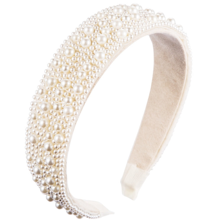 Fascia per capelli bianca con perle 3 cm