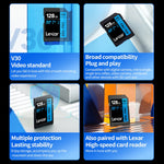 Scheda di memoria per fotocamera reflex ad alta velocità Lexar SD-800X Pro, 32GB, 64GB, 128GB, 256GB, 512GB