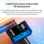 Scheda di memoria per fotocamera reflex ad alta velocità Lexar SD-800X Pro, 32GB, 64GB, 128GB, 256GB, 512GB