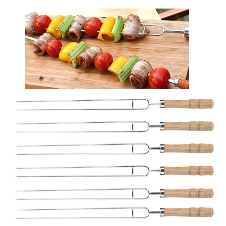 Spiedini per barbecue in acciaio inossidabile Forchetta per barbecue Forchetta per barbecue a forma di U, 6 PCS and 2 sweeps in color box, 6 PCS, 4 PCS
