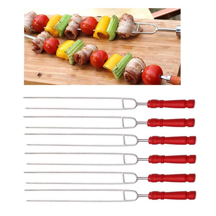 Set spiedini e forchette barbecue in acciaio inox e legno