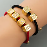 3 pezzi braccialetto con perline con lettera inglese in ottone micro-intarsiato coppia cordino rosso tirare gioielli braccialetto fai da te, Y, Z