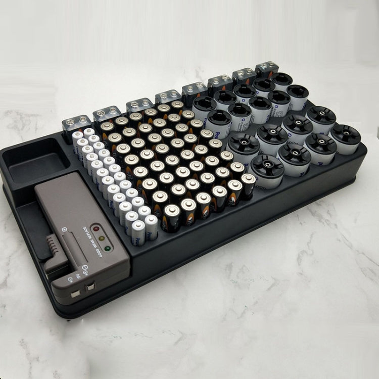 Scatola multifunzionale per batterie con tester capacità