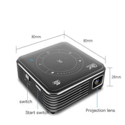 Mini proiettore intelligente P11 854x480 DLP con telecomando a infrarossi, Android 9.0, 2 GB + 16 GB, supporto WiFi 2.4G/5G, Bluetooth, scheda TF