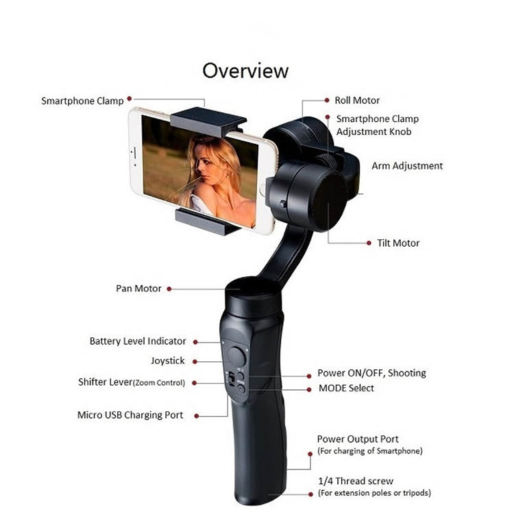 Stabilizzatore cardanico portatile a tre assi H4 per riprese stabili, supporto live per fotocamera con bilanciamento anti-vibrazione