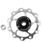 4 PCS MEROCA Cuscinetti In Metallo Mountain Bike Bici Da Strada Deragliatore Posteriore Ruota Guida 11T/13T Ruota Guida, 11T Black, 13T Black, 11T Red, 13T Red, 11T Blue, 13T Blue, 11T Purple, 13T Purple, 11T Silver, 13T Silver                         ...