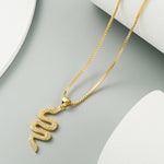 Collana con ciondolo a forma di serpente creativo da 2 pezzi Collana con zirconi intarsiati in stile punk femminile