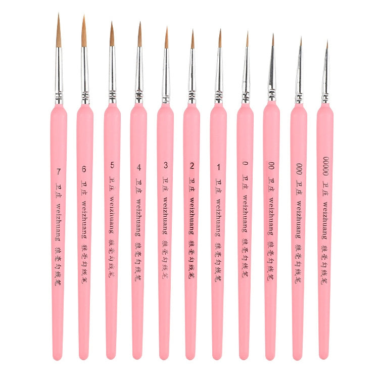 WeiZhuang Hook Line Pen Pittura Acquerello dipinto a mano Lupo Menta Hook Line Pen Pittura Tratto Pennello a linea sottile, 10 PCS 00000 Pink, 10 PCS 000 Pink, 10 PCS 00 Pink, 10 PCS 0 Pink, 10 PCS 1 Pink, 10 PCS 2 Pink, 10 PCS 3 Pink, 10 PCS 4 Pink   ...