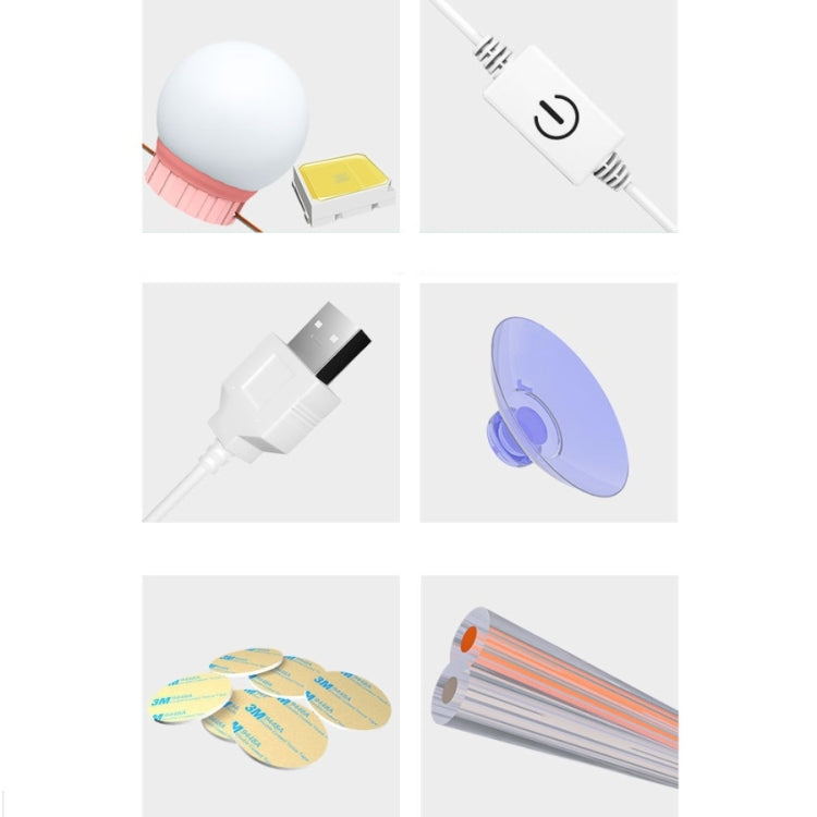 Luce frontale a specchio Specchio per trucco dimmerabile Luce touch control USB, 2 LEDs, 6  LEDs, 10  LEDs, 14  LEDs