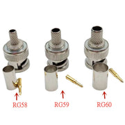 Testa di cablaggio con spina BNC pressata a freddo da 50 pezzi RG58 RG59 RG6U, 58, 59, 60