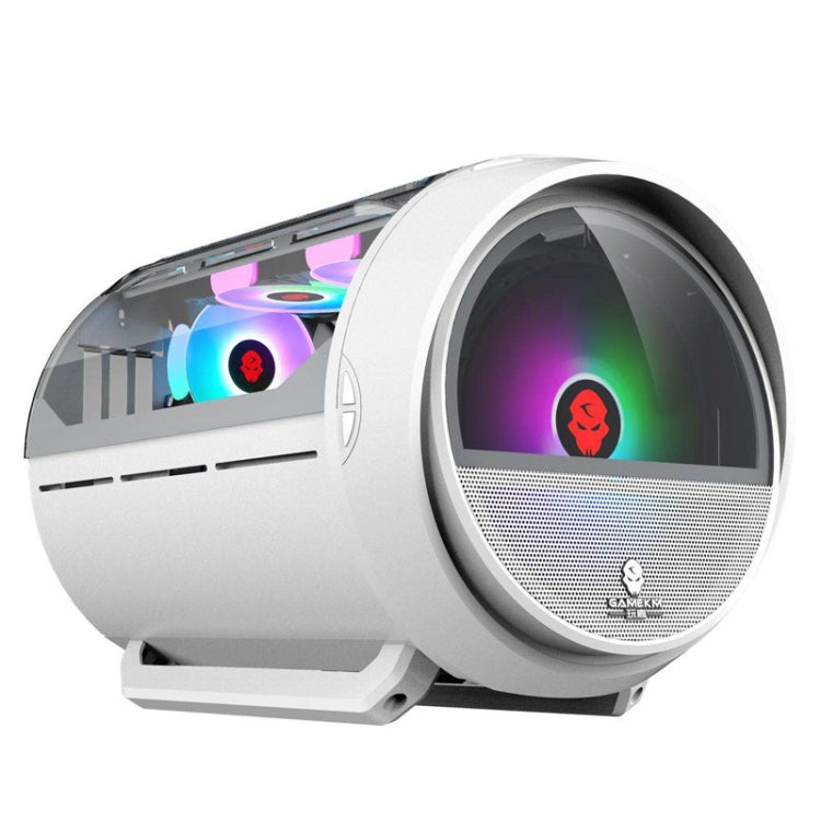 GAMEKM Genki Bomb Personality Gaming Internet Cafe Custodia da gioco laterale USB 3.0 Custodia per computer desktop raffreddata ad acqua, White, Pink, Black