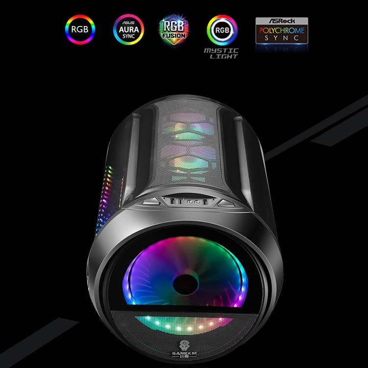 GAMEKM Genki Bomb Personality Gaming Internet Cafe Custodia da gioco laterale USB 3.0 Custodia per computer desktop raffreddata ad acqua, White, Pink, Black