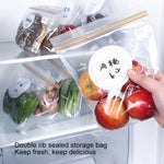 4 set di sacchetti sigillati per alimenti freschi, sacchetti di plastica per la conservazione del frigorifero addensato per uso domestico, Small (30 Pieces / Set), Medium (25 Pieces / Set), Large (15 Pieces / Set)