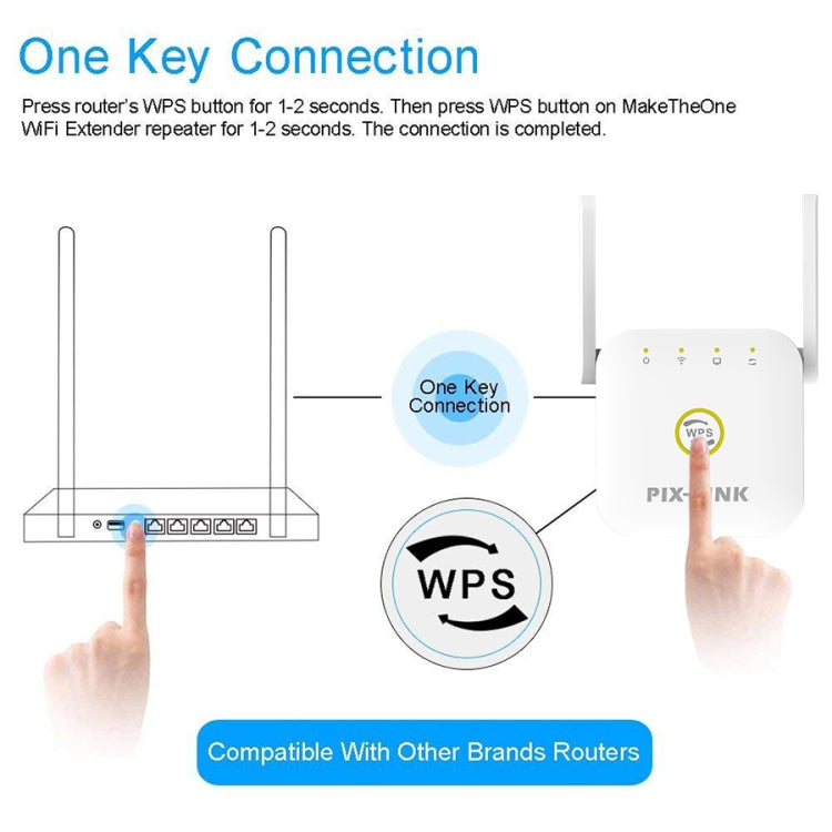 PIX-LINK WR22 Estensore di potenziamento dell'amplificazione del segnale wireless WiFi da 300 Mbps, EU Plug, US Plug, UK Plug, AU Plug