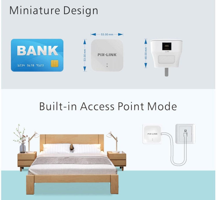 Ripetitore avanzato con amplificazione del segnale WIFI PIXLINK WR12 300Mbps, EU Plug, UK Plug, US Plug, AU Plug