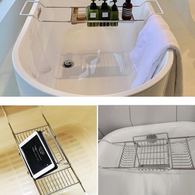 Mensola da bagno con staffa retrattile per vasca da bagno in acciaio inossidabile, Stainless Steel Bathtub Rack