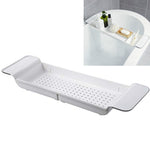 Scaffale per vasca da bagno con scarico a scomparsa Scaffale per vasca da bagno in plastica per vasca da bagno, White+Gray
