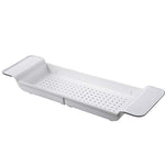 Scaffale per vasca da bagno con scarico a scomparsa Scaffale per vasca da bagno in plastica per vasca da bagno, White+Gray