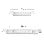 Scaffale per vasca da bagno con scarico a scomparsa Scaffale per vasca da bagno in plastica per vasca da bagno, White+Gray