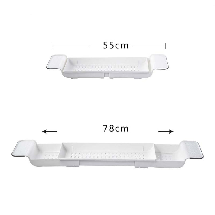 Scaffale per vasca da bagno con scarico a scomparsa Scaffale per vasca da bagno in plastica per vasca da bagno, White+Gray
