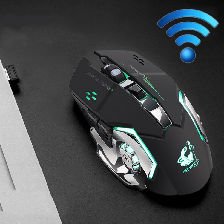 FREEDOM-WOLF X8 2400 DPI 6 tasti 2.4G Mouse meccanico da gioco silenzioso e luminoso con ricarica wireless, X8 Star Black, X8 White, X8 Black, X8 Metal Grey