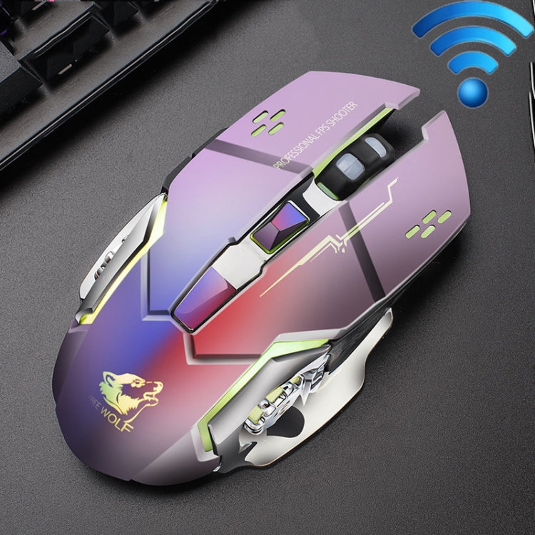 FREEDOM-WOLF X8 2400 DPI 6 tasti 2.4G Mouse meccanico da gioco silenzioso e luminoso con ricarica wireless, X8 Star Black, X8 White, X8 Black, X8 Metal Grey