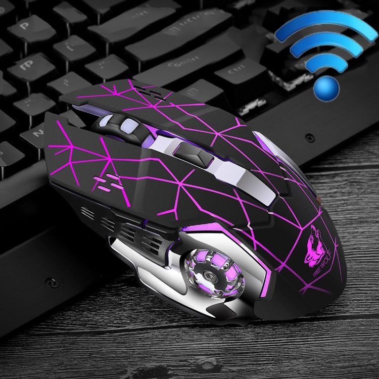 FREEDOM-WOLF X8 2400 DPI 6 tasti 2.4G Mouse meccanico da gioco silenzioso e luminoso con ricarica wireless, X8 Star Black, X8 White, X8 Black, X8 Metal Grey
