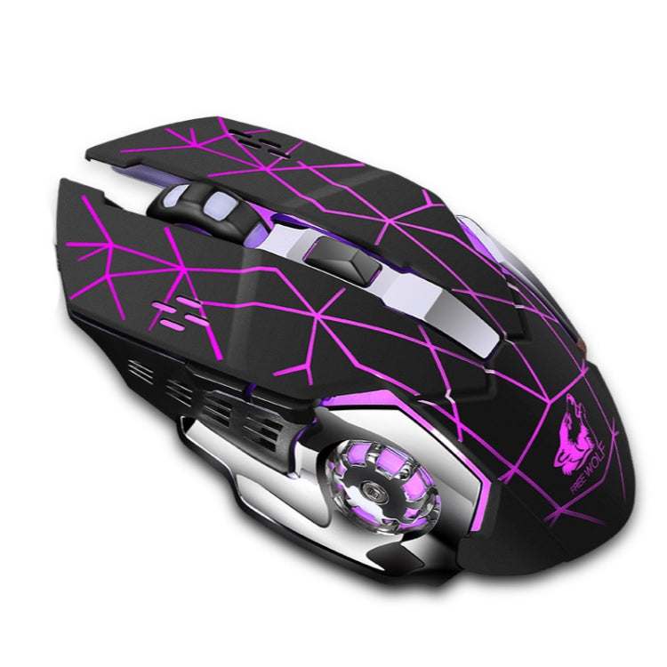 FREEDOM-WOLF X8 2400 DPI 6 tasti 2.4G Mouse meccanico da gioco silenzioso e luminoso con ricarica wireless, X8 Star Black, X8 White, X8 Black, X8 Metal Grey