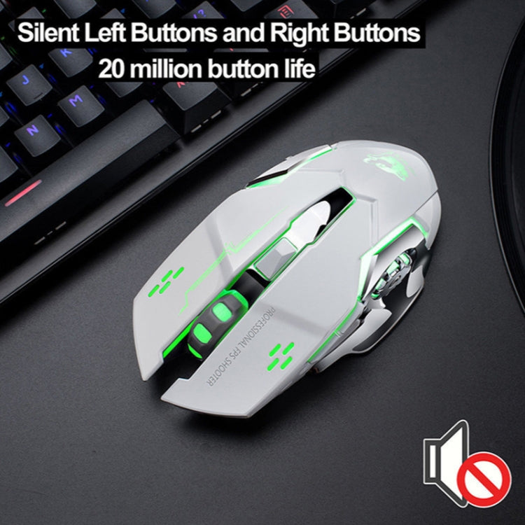 FREEDOM-WOLF X8 2400 DPI 6 tasti 2.4G Mouse meccanico da gioco silenzioso e luminoso con ricarica wireless, X8 Star Black, X8 White, X8 Black, X8 Metal Grey