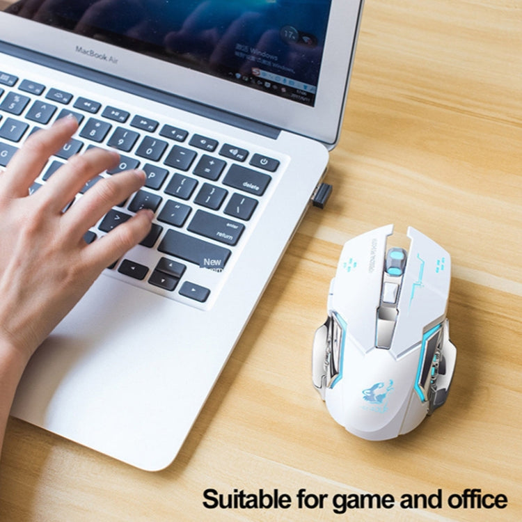 FREEDOM-WOLF X8 2400 DPI 6 tasti 2.4G Mouse meccanico da gioco silenzioso e luminoso con ricarica wireless, X8 Star Black, X8 White, X8 Black, X8 Metal Grey