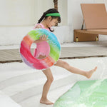 Anello da nuoto in PVC addensato per bambini con fiori arcobaleno di colore sfumato da 2 pezzi, 60cm, 70cm, 80cm, 90cm