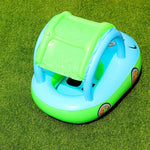 Anello da nuoto gonfiabile a forma di barca per auto con parasole e protezione solare con corno, Light Blue + Green, Purple+Yellow
