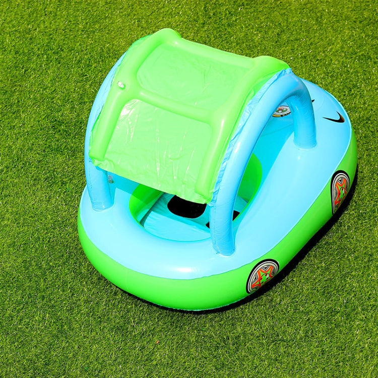 Anello da nuoto gonfiabile a forma di barca per auto con parasole e protezione solare con corno, Light Blue + Green, Purple+Yellow