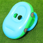 Anello da nuoto gonfiabile a forma di barca per auto con parasole e protezione solare con corno, Light Blue + Green, Purple+Yellow