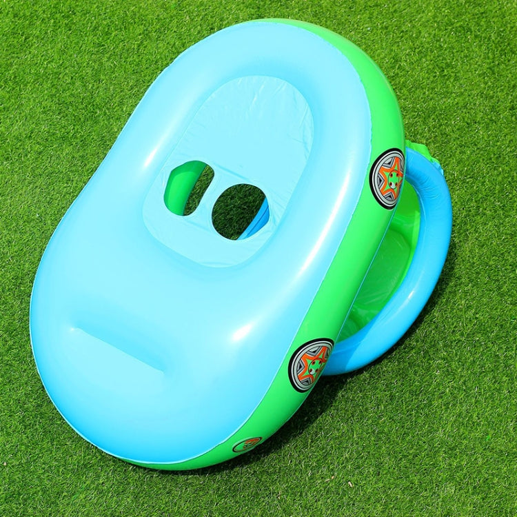Anello da nuoto gonfiabile a forma di barca per auto con parasole e protezione solare con corno, Light Blue + Green, Purple+Yellow