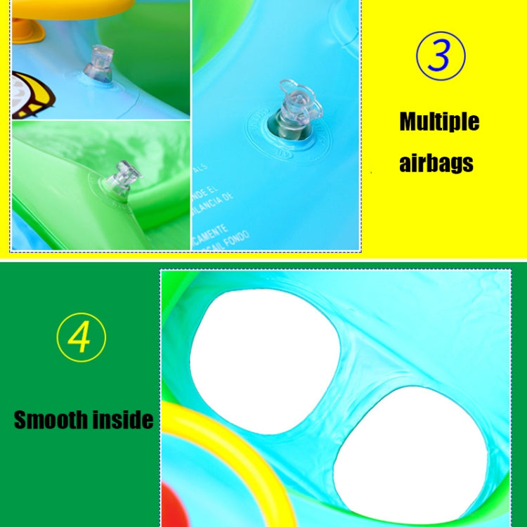 Anello da nuoto gonfiabile a forma di barca per auto con parasole e protezione solare con corno, Light Blue + Green, Purple+Yellow