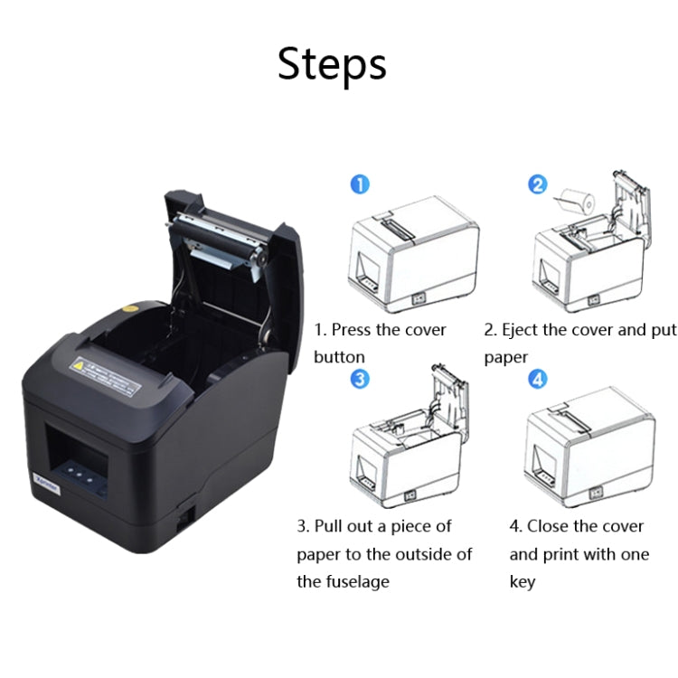 Xprinter XP-A160M Stampante termica Catering Bill POS Stampante per registratore di cassa, UK Plug, US Plug, EU Plug