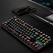 LEAVEN K550 87 tasti Green Shaft Gaming Athletic Notebook da ufficio Tastiera meccanica punk, Lunghezza cavo: 1,8 m, Black, White, Pink, Blue
