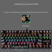 LEAVEN K550 87 tasti Green Shaft Gaming Athletic Notebook da ufficio Tastiera meccanica punk, Lunghezza cavo: 1,8 m, Black, White, Pink, Blue