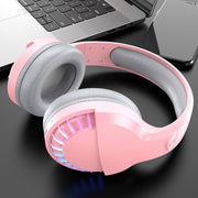 SH33 Cuffie Bluetooth cablate RGB dual-mode per telefono cellulare Cuffie da gioco con riduzione del rumore dei bassi pesanti, Black, Pink