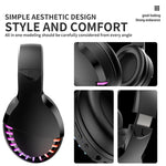 SH33 Cuffie Bluetooth cablate RGB dual-mode per telefono cellulare Cuffie da gioco con riduzione del rumore dei bassi pesanti, Black, Pink