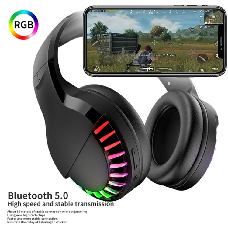 SH33 Cuffie Bluetooth cablate RGB dual-mode per telefono cellulare Cuffie da gioco con riduzione del rumore dei bassi pesanti, Black, Pink
