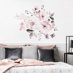 Adesivo da parete rimovibile con decorazione di sfondo per la casa, gruppo di fiori ad acquerello, 2 pezzi