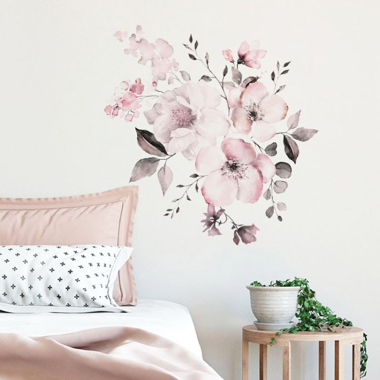 Adesivo da parete rimovibile con decorazione di sfondo per la casa, gruppo di fiori ad acquerello, 2 pezzi