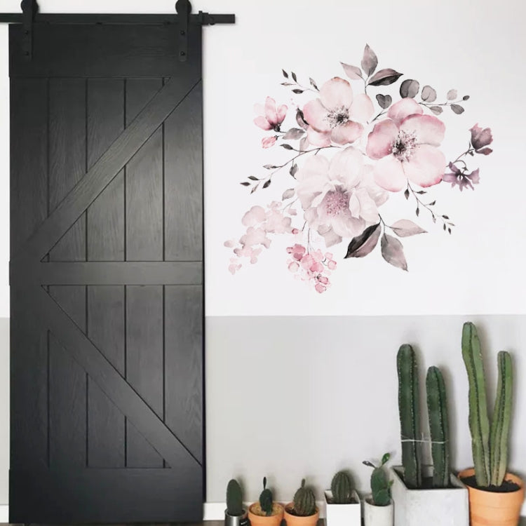 Adesivo da parete rimovibile con decorazione di sfondo per la casa, gruppo di fiori ad acquerello, 2 pezzi