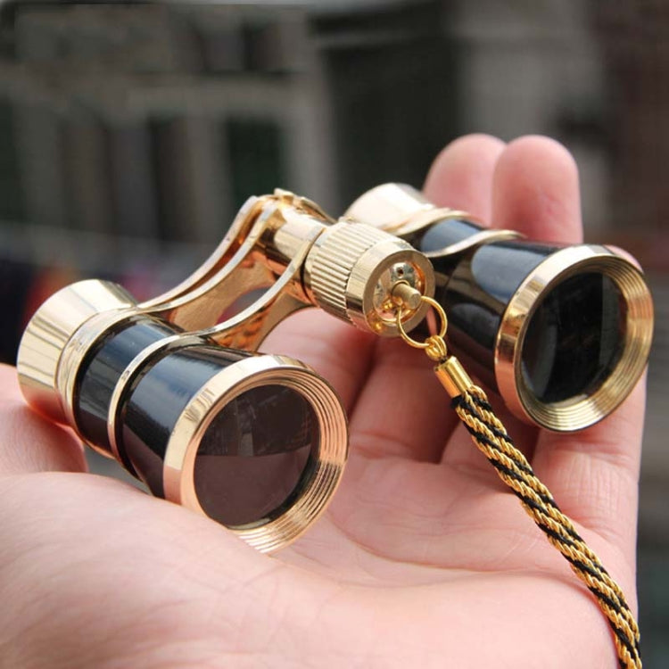 Telescopio per guardare il dramma classico da donna 3x25 mm con binocolo con catena, Gold with Chain, White with Chain, Black with Chain