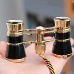 Telescopio per guardare il dramma classico da donna 3x25 mm con binocolo con catena, Gold with Chain, White with Chain, Black with Chain